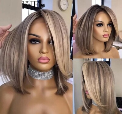Laura Wig | Ash Blonde Highlight Human Hair Lace Front 