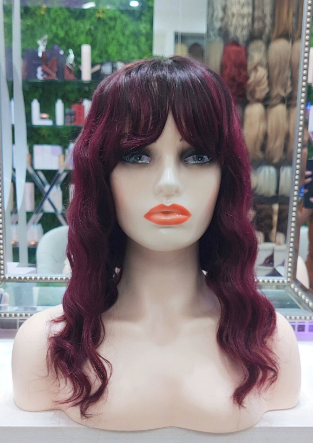 Christine - Wigs - Burgundy Ombre Remy Human Hair 