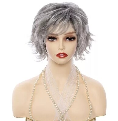 Shirly - Wig - Grey with Dark Roots Human Hair Blend