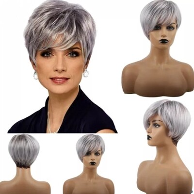 Judy Wig | Silver Ombre Human Hair Blend