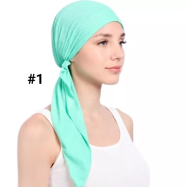 TIE BACK STRETCH RIBBED TURBAN