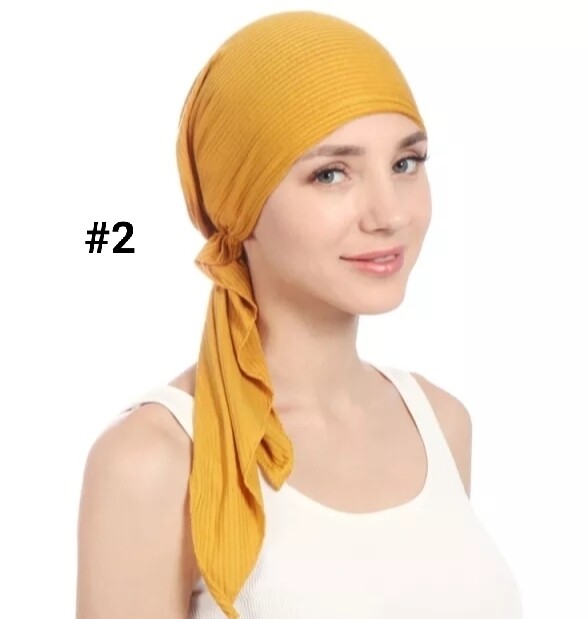 TIE BACK STRETCH RIBBED TURBAN