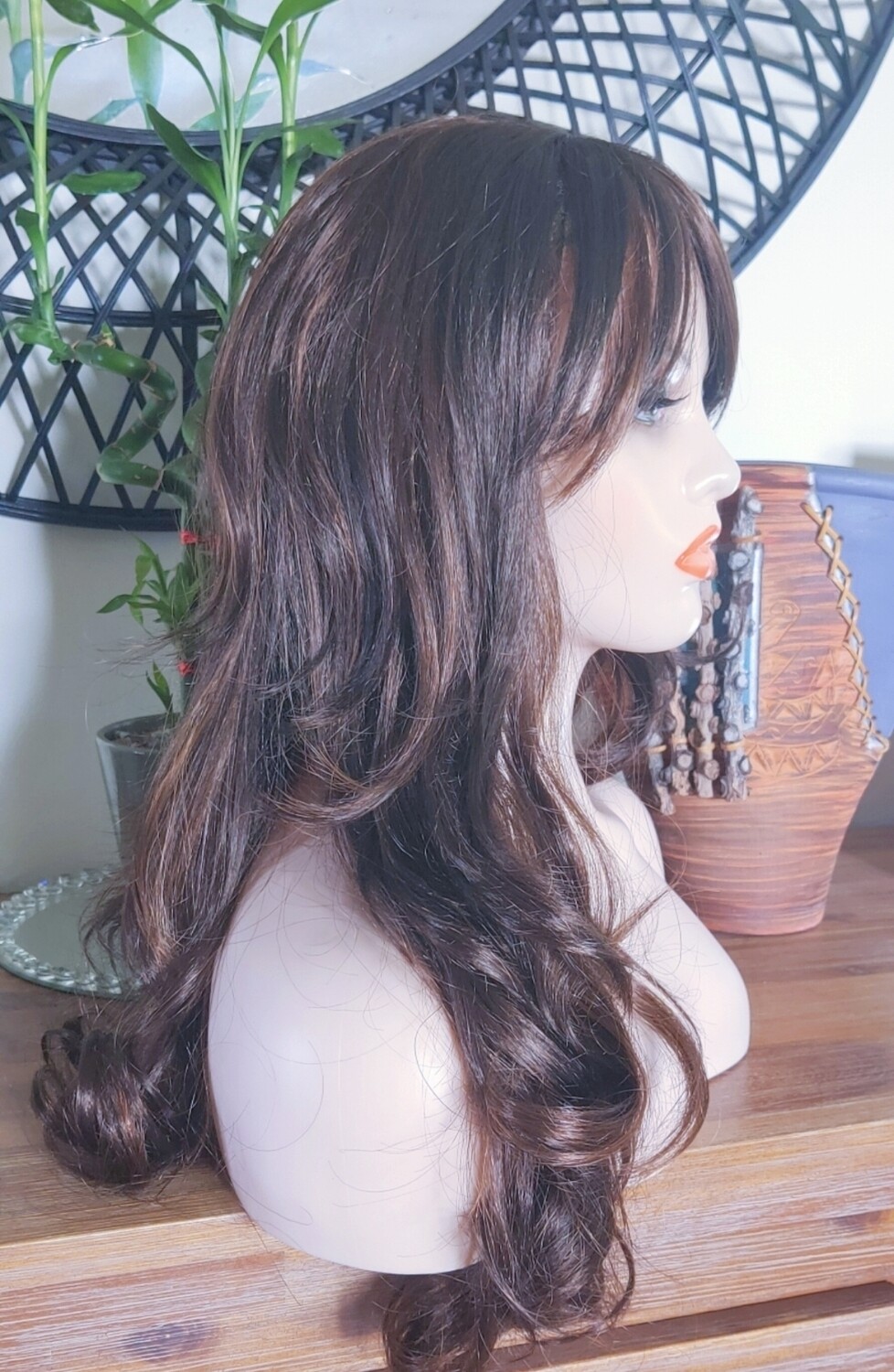 Shania Wig | Medium Brown Layered with Light Brown Highlights