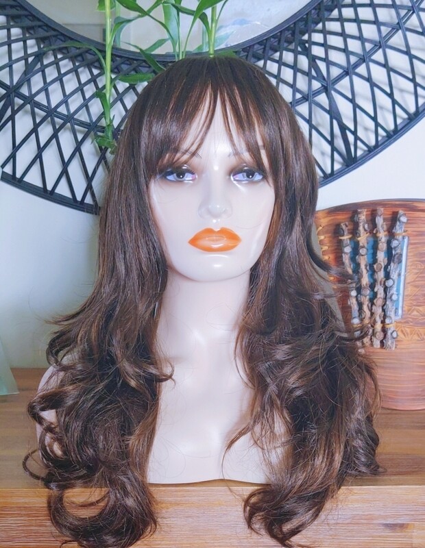 Shania Wig | Medium Brown Layered with Light Brown Highlights