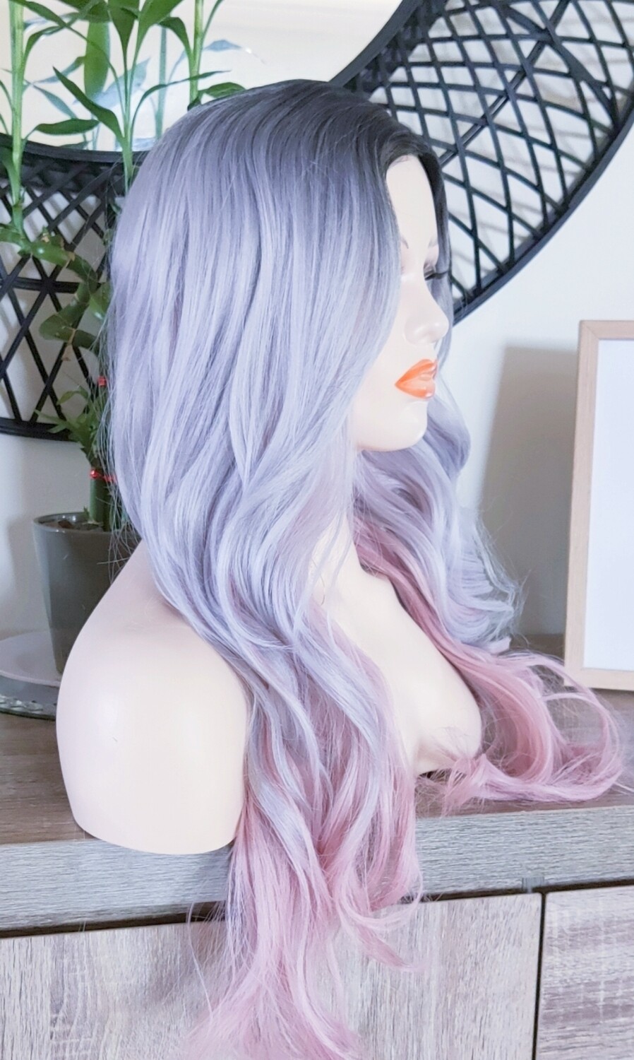 Cosplay Wig | Silver to Soft Pink Balayage Lace Part
