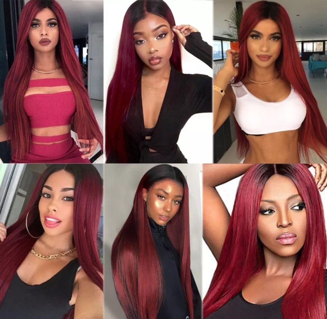Magda Wig | Deep Magenta Ombre Lace Front 