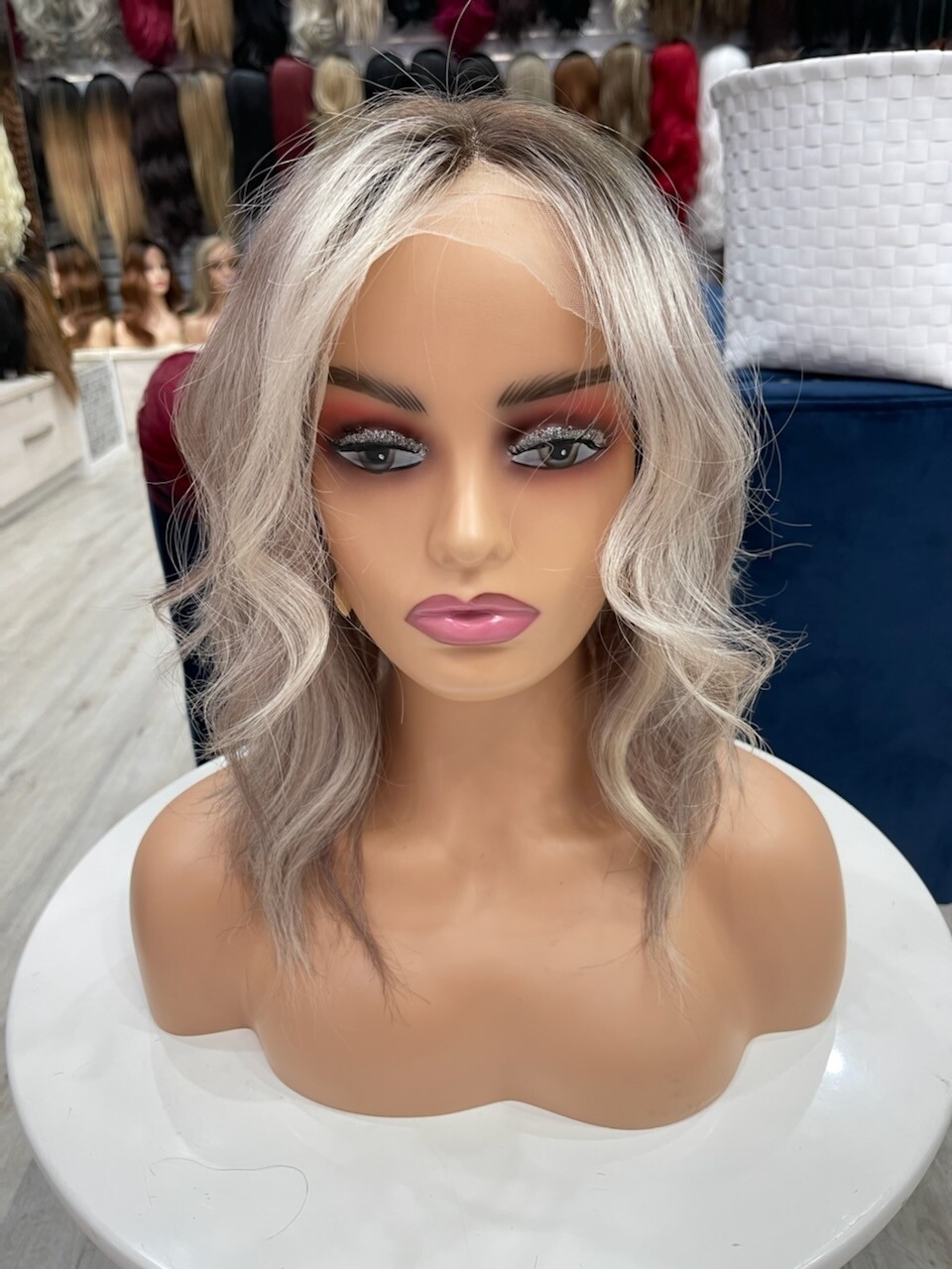Kelly Wig | Ash Blonde Ombre Human Hair Lace Front 