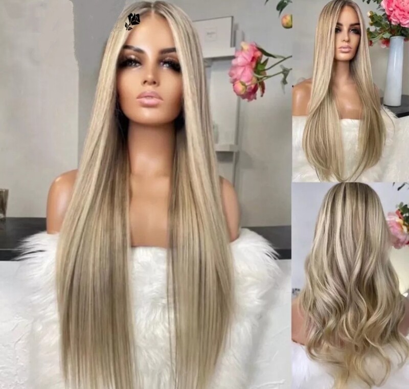 Tess Wig | Ash Blonde Highlights Human Hair Lace Front 