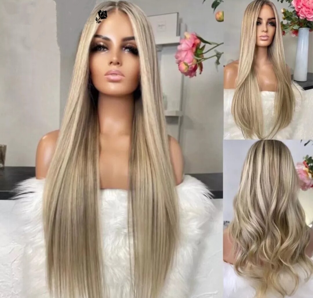 Tess - Wig - Ash Blonde Highlights Remy Hair Lace Front 