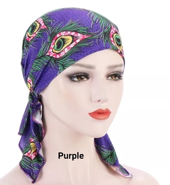 PRINTED TIE BACK TURBAN