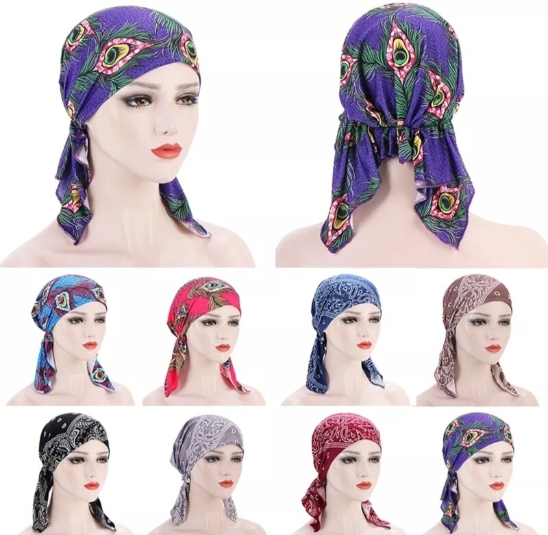 PRINTED TIE BACK TURBAN