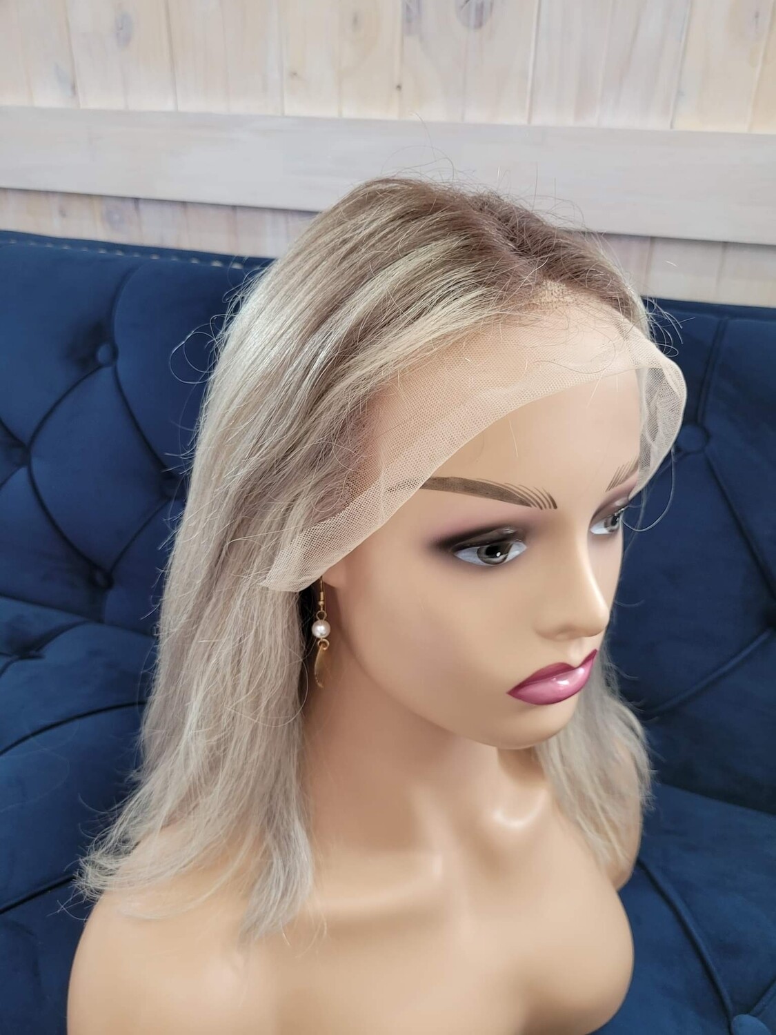 Bella Wig | Ash Blonde Streaks Human Hair Lace Front 