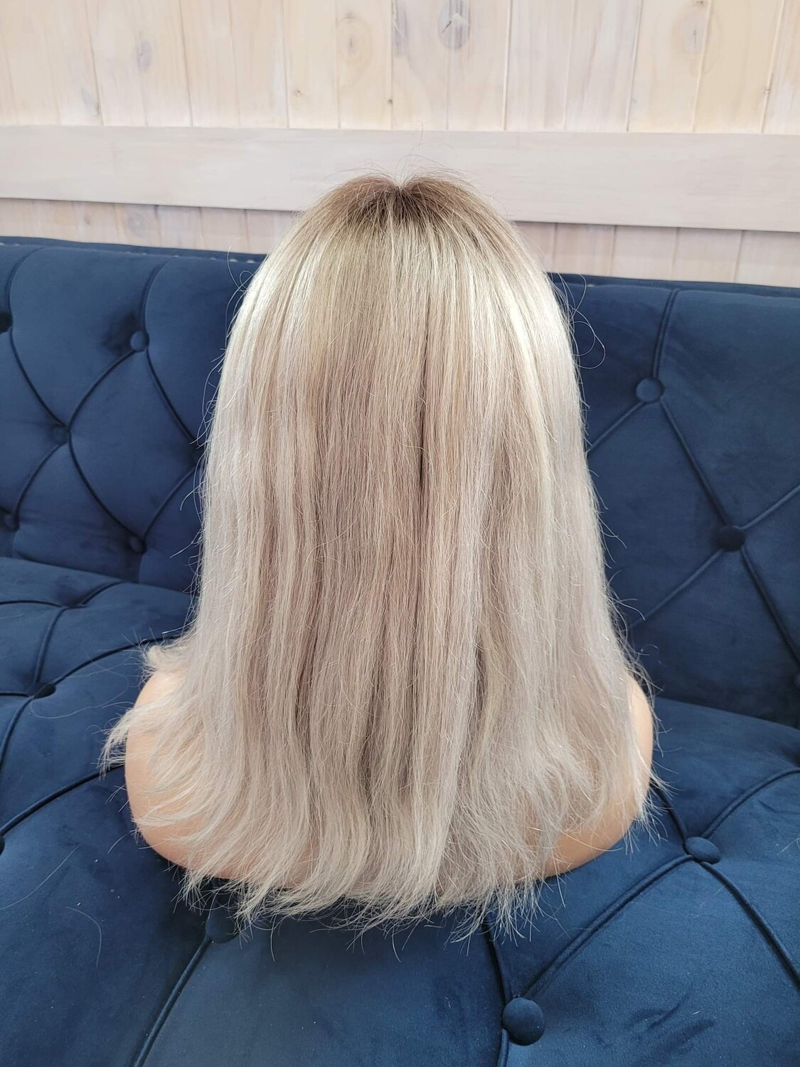 Bella Wig | Ash Blonde Streaks Human Hair Lace Front 