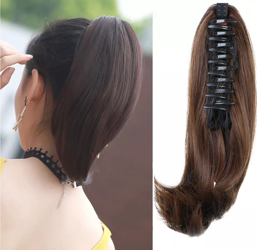 Straight Clip In Claw Ponytail Extensions 8"
