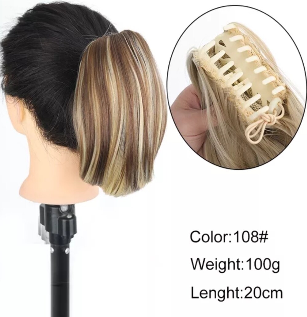 CLAW ON PONYTAIL EXTENSION STRAIGHT SYNTHETIC HAIR 8&quot;