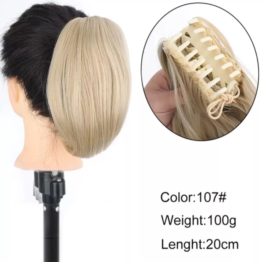 CLAW ON PONYTAIL EXTENSION STRAIGHT SYNTHETIC HAIR 8&quot;