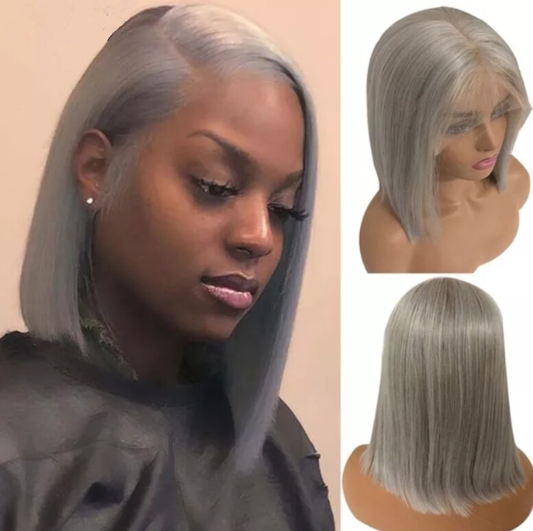 Cindy - Wigs - Silver Grey Remy Hair Lace Front 