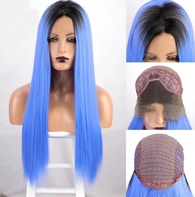 Cosplay Wig | Vivid Blue Ombre Lace Part