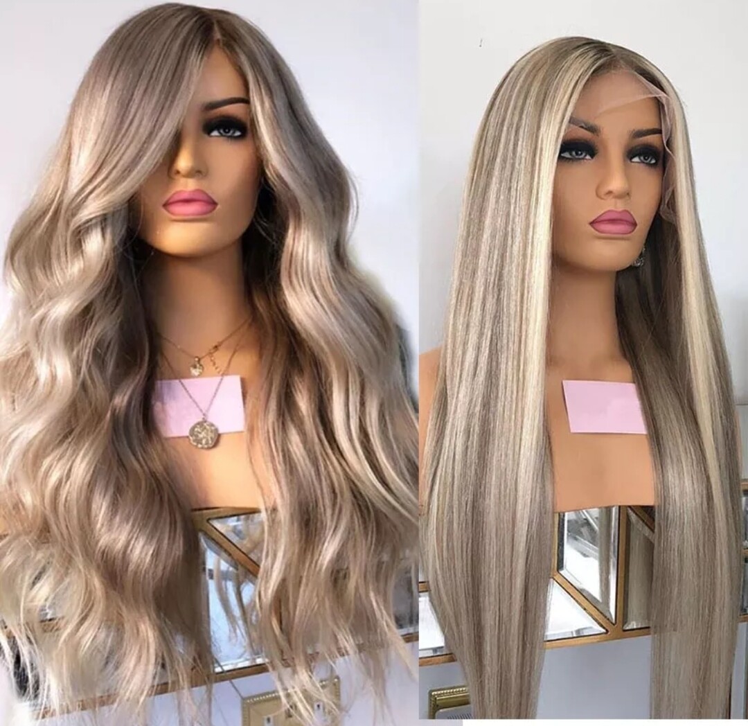 Bianca - Wig - Mix Foiled Ash Blonde Human Hair Lace Front 