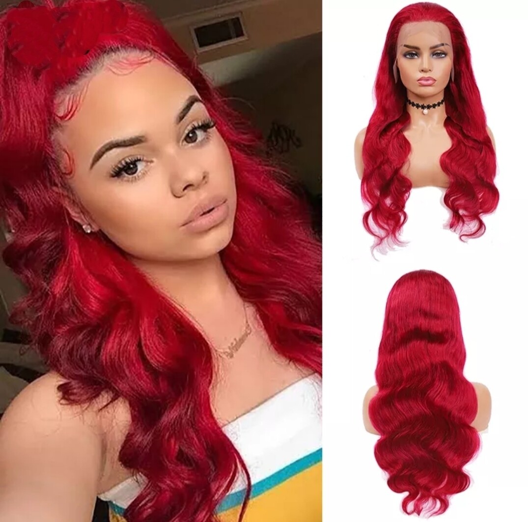Ruby - Wig - Bright Red Remy Hair Lace Front 