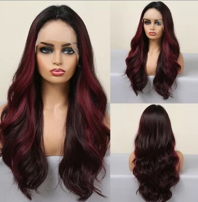 Amelia Wig | Burgundy with Highlights Lace Front