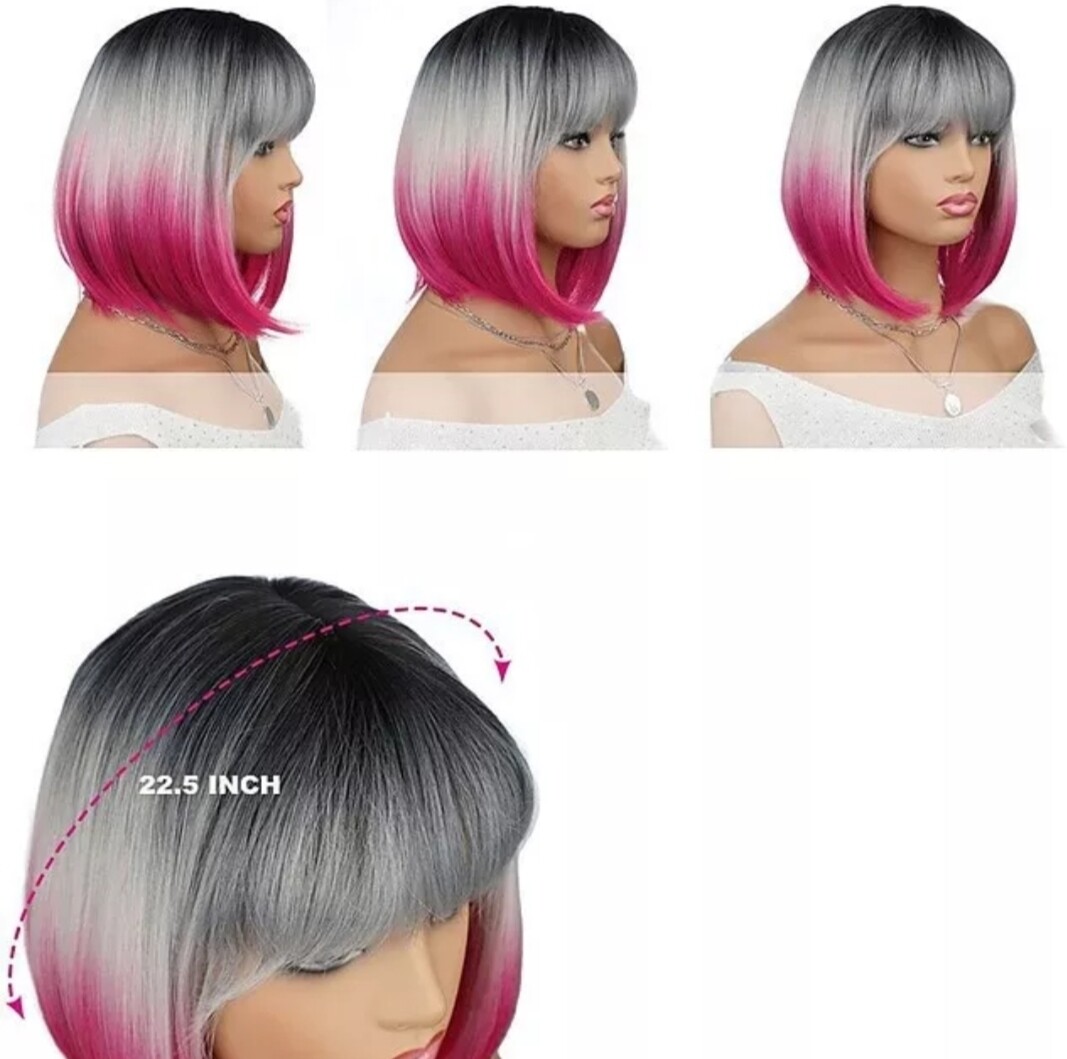 Cosplay Wig | Grey to Pink Balayage 