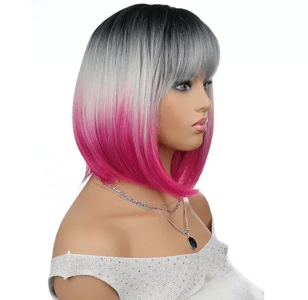 Cosplay Wig | Grey to Pink Balayage 