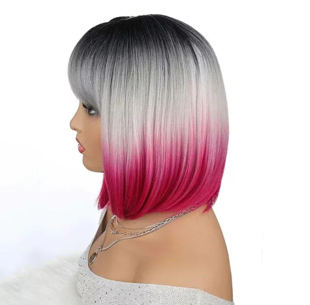 Cosplay Wig | Grey to Pink Balayage 