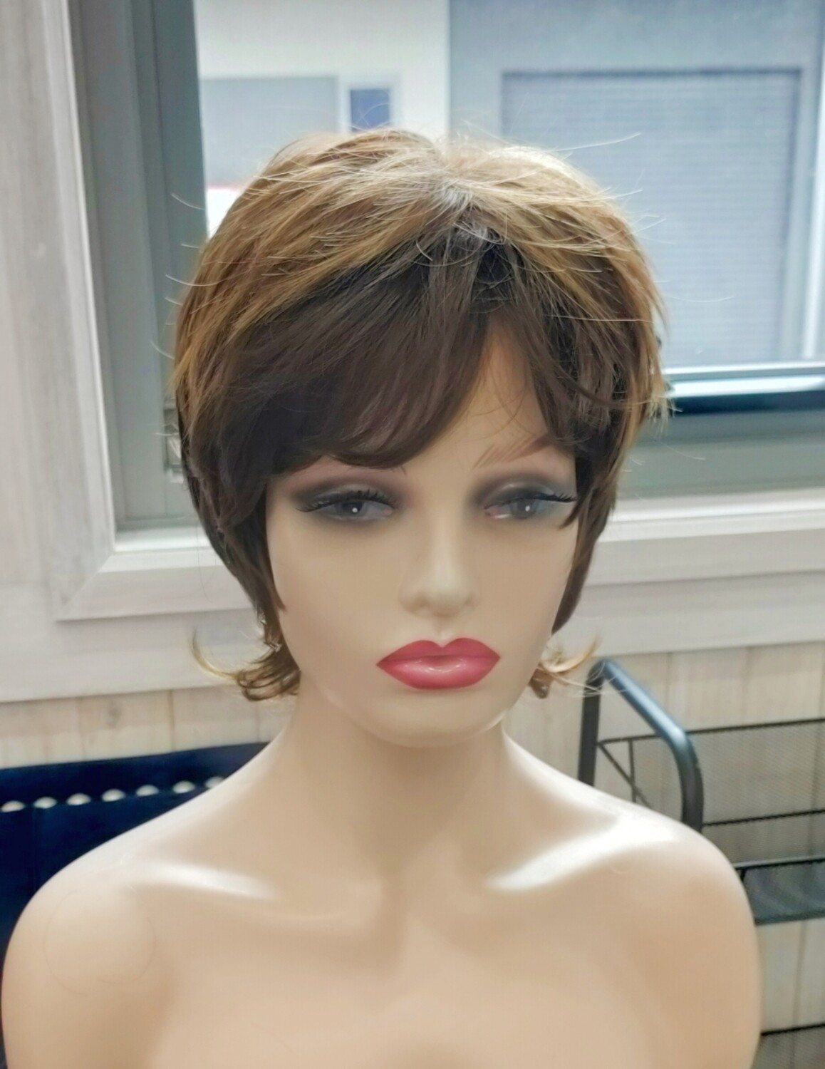 Bailey Wig | Light Brown with Gold Highlights Human Hair Blend