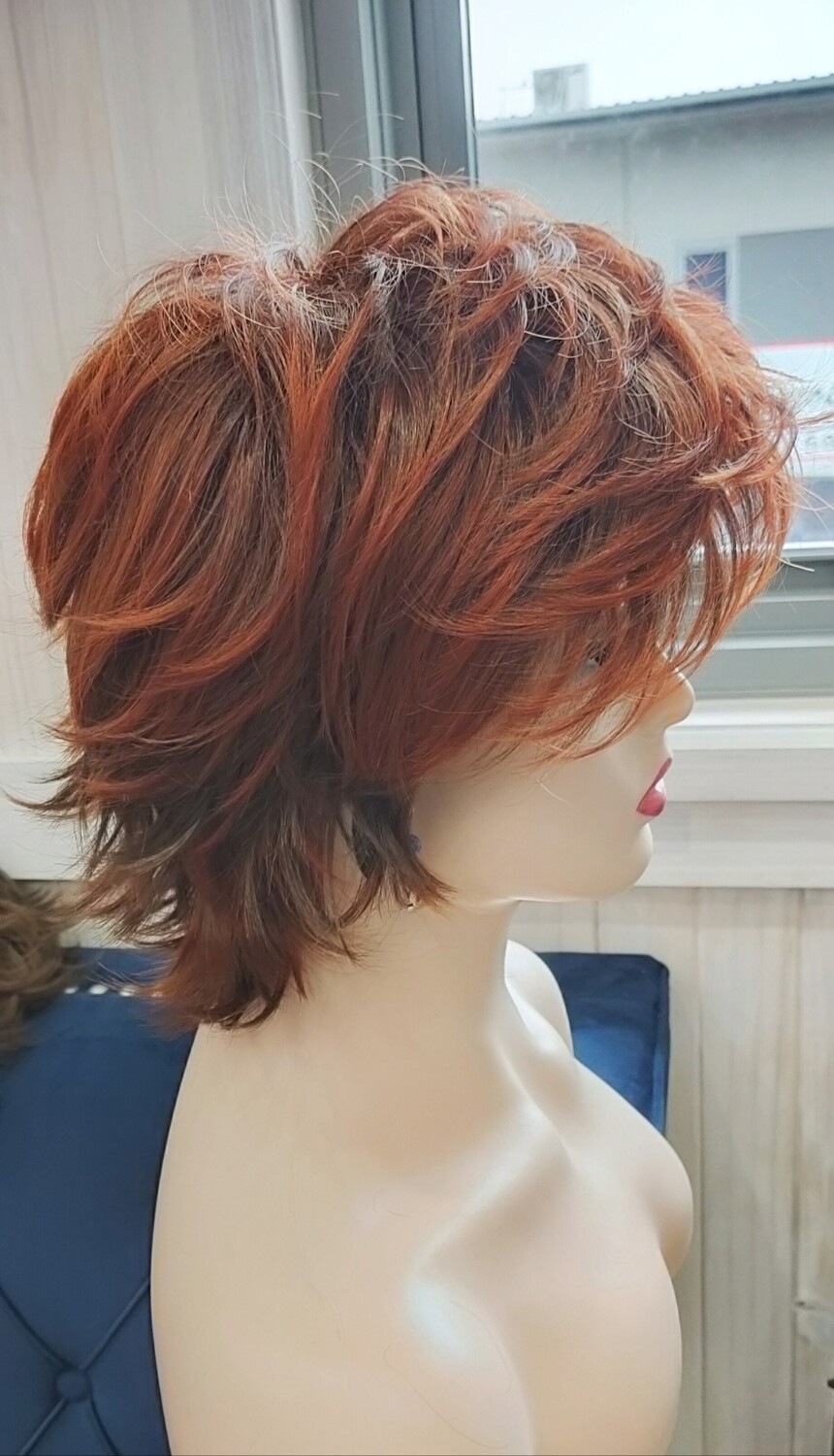 Kerry Wig | Auburn Red Ombre Human Hair Blend
