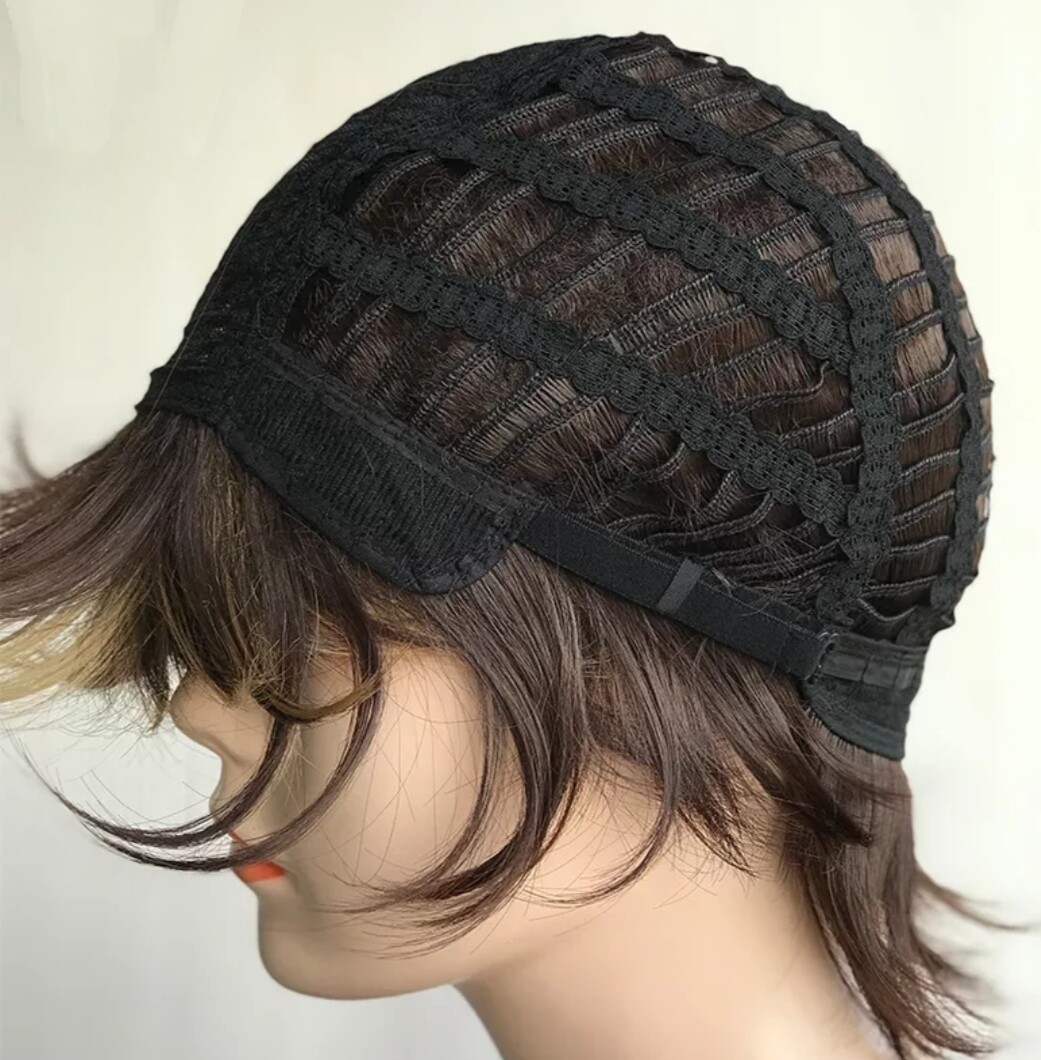 Devorah Wig | Dark Brown with Highlights Human Hair Blend