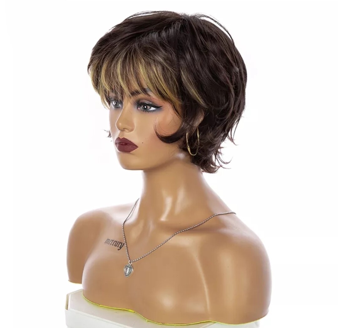 Devorah Wig | Dark Brown with Highlights Human Hair Blend