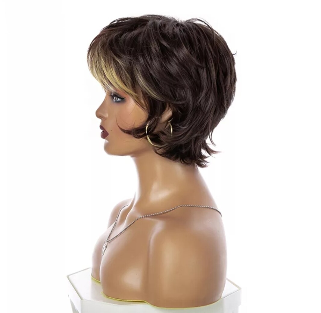 Devorah Wig | Dark Brown with Highlights Human Hair Blend