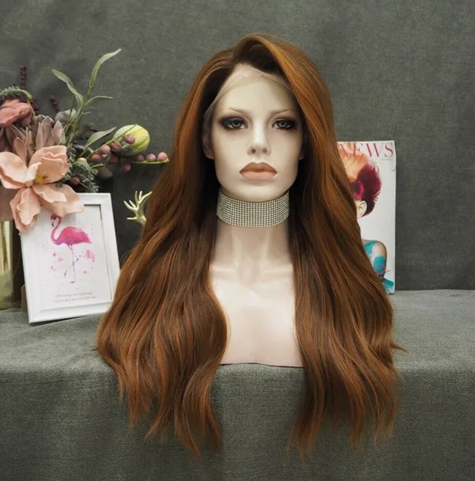 Adelina Wig | Brown Rusty Highlights Free Part Lace Front 