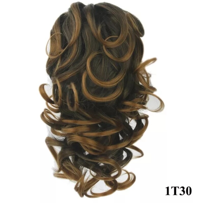 CLAW ON PONYTAIL EXTENSION WAVY SYNTHETIC HAIR 14&quot;