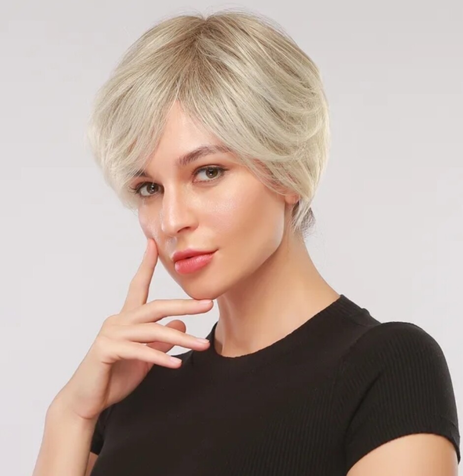 Evelyn Wig | Platinum Blonde Ombre Human Hair Blend