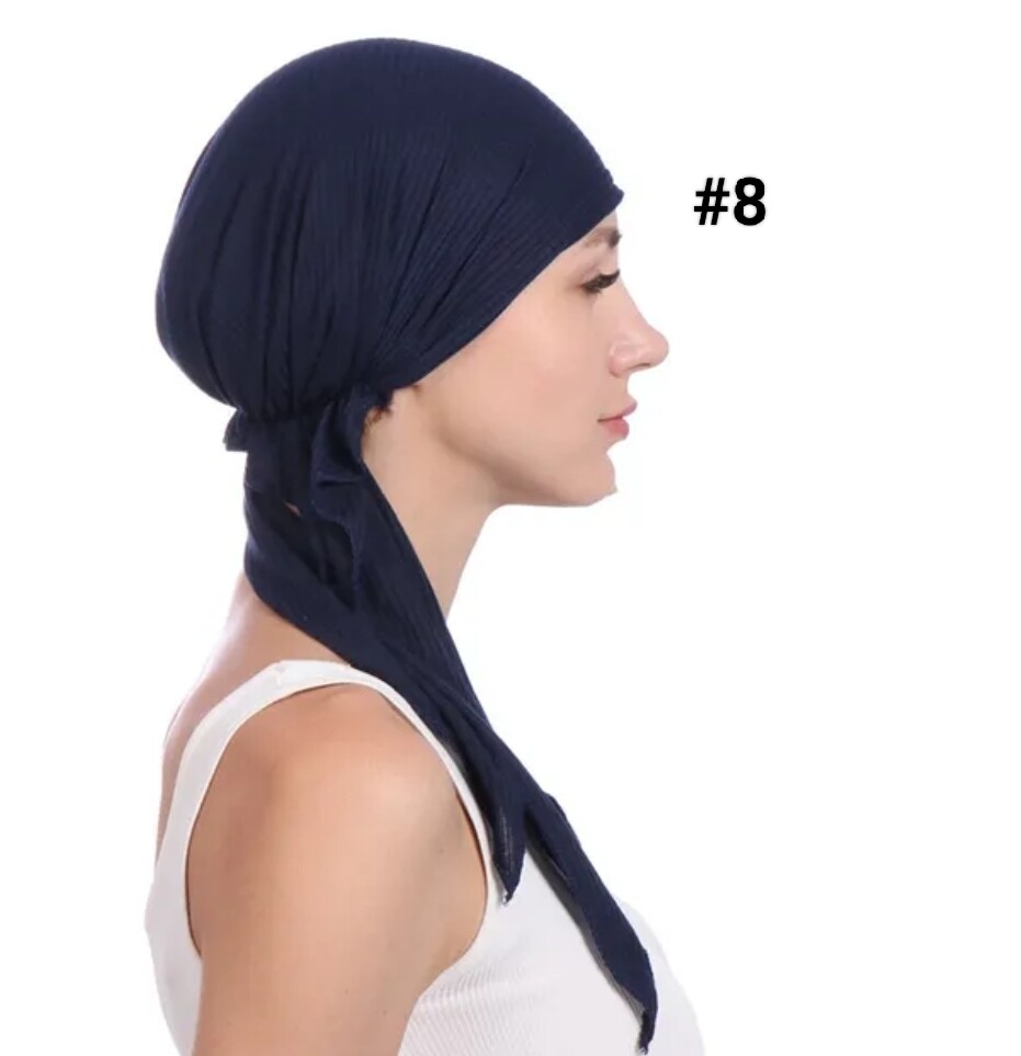 TIE BACK STRETCH RIBBED TURBAN