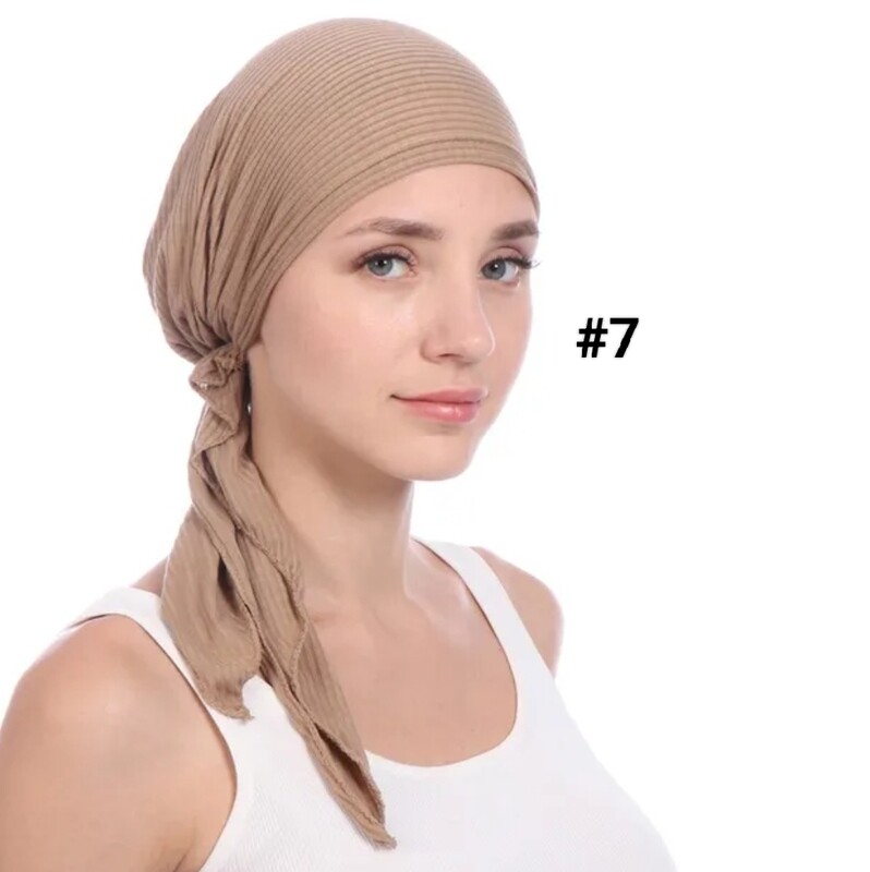 TIE BACK STRETCH RIBBED TURBAN