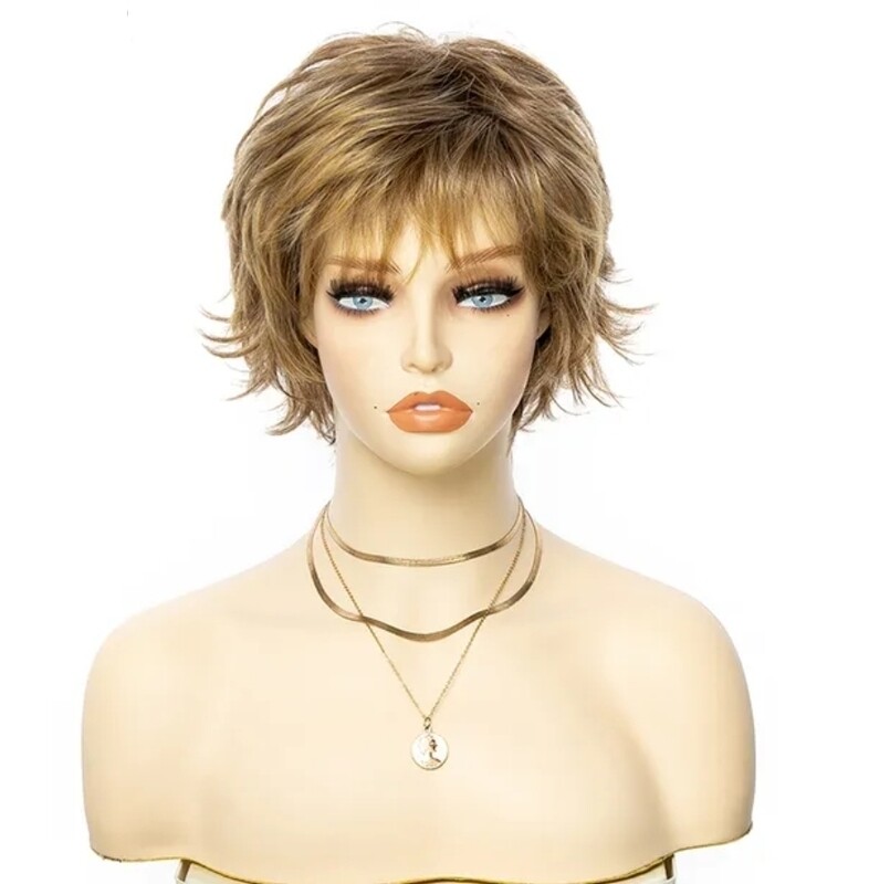 Jes Wig | Honey Brown with Sunkist Highlights Human Hair Blend 