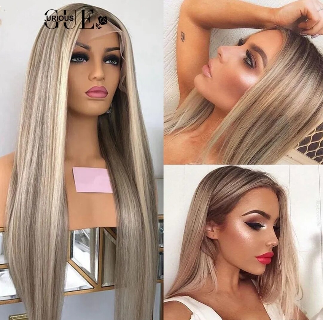 Bianca Wig | Ash Blonde Brown Highlights Human Hair Lace Front