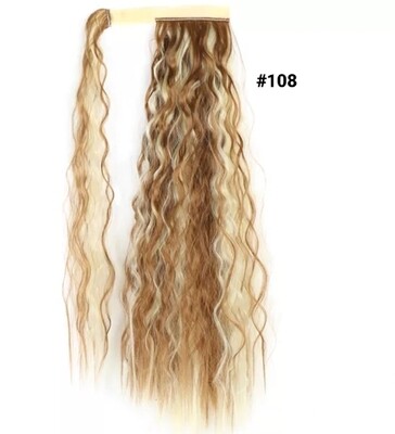 TIE ON PONYTAIL EXTENSION WATER WAVE SYNTHETIC HAIR