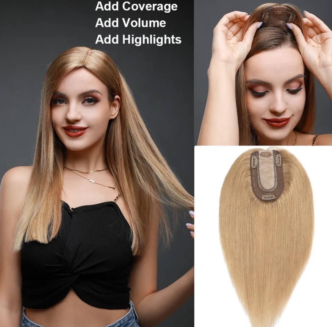 HUMAN HAIR TOPPER Silk Base 7x13cm