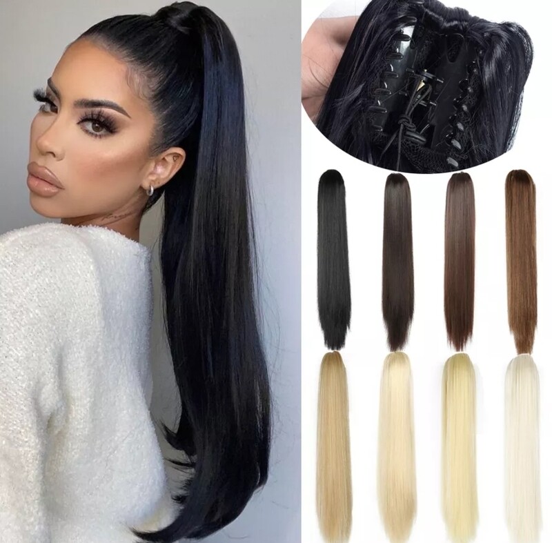 CLAW ON PONYTAIL EXTENSION STRAIGHT SYNTHETIC HAIR 26&quot;