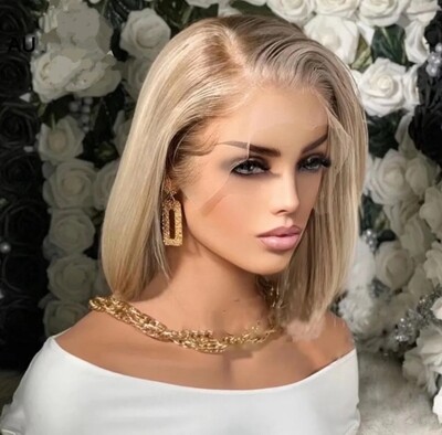 Debbie Wig | Ash Blonde with Highlights Human Hair Lace Front