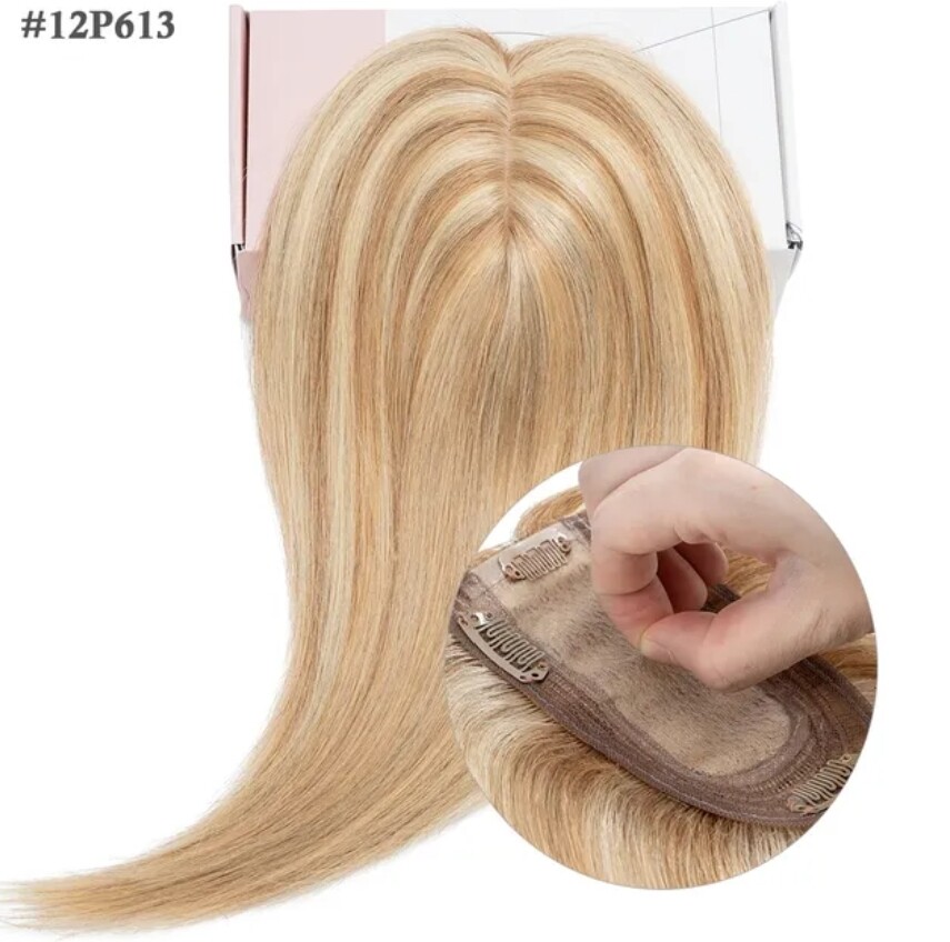 HUMAN HAIR TOPPER Silk Base 7x13cm