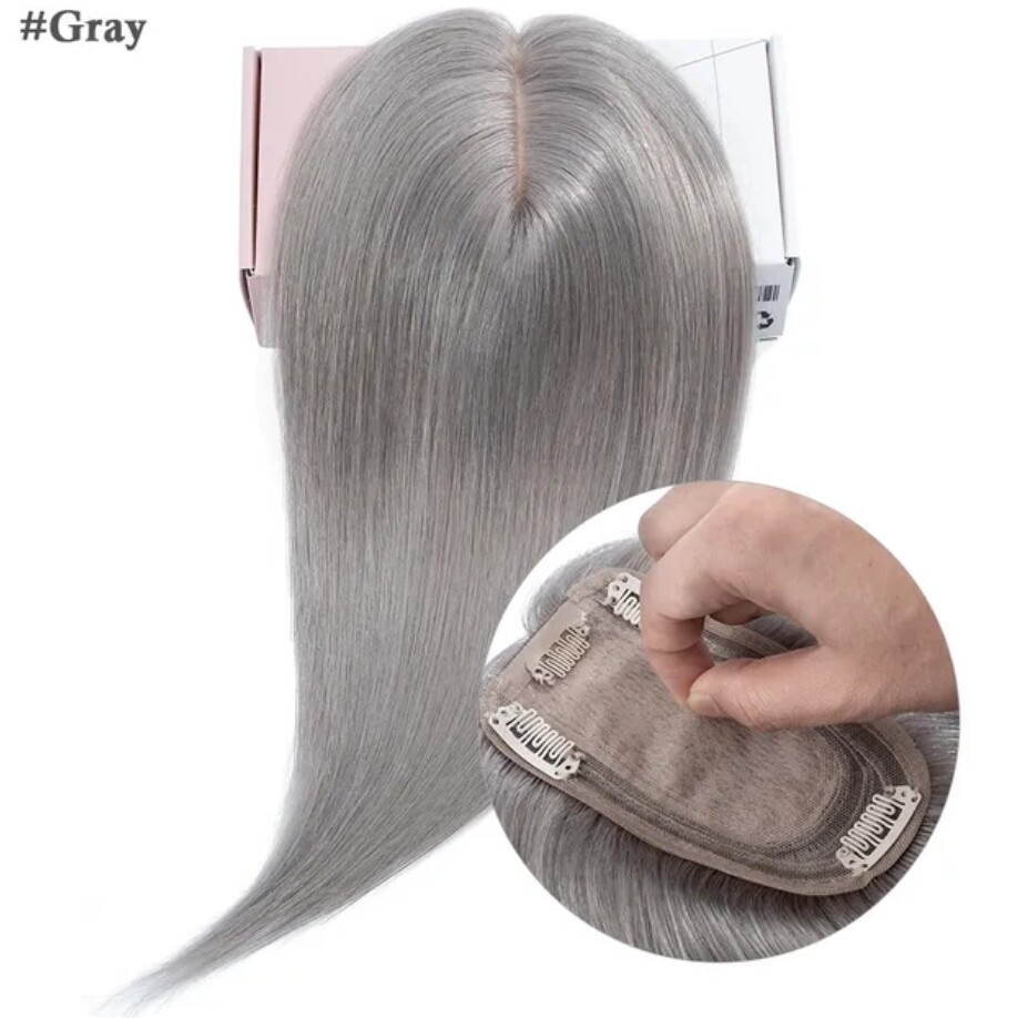 HUMAN HAIR TOPPER Silk Base 7x13cm