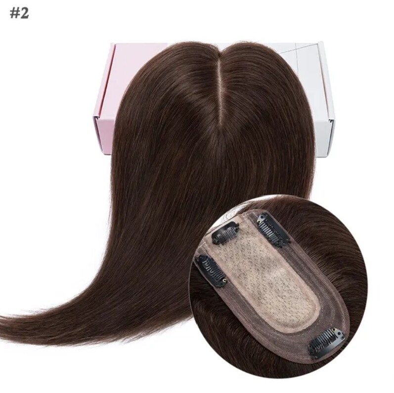 HUMAN HAIR TOPPER Silk Base 7x13cm