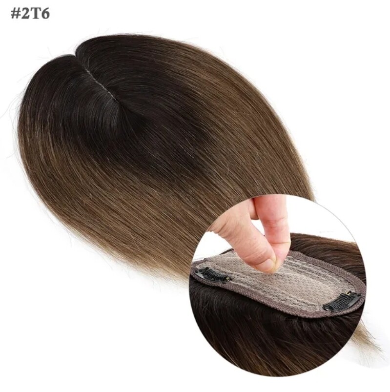 HUMAN HAIR TOPPER Silk Base 7x13cm