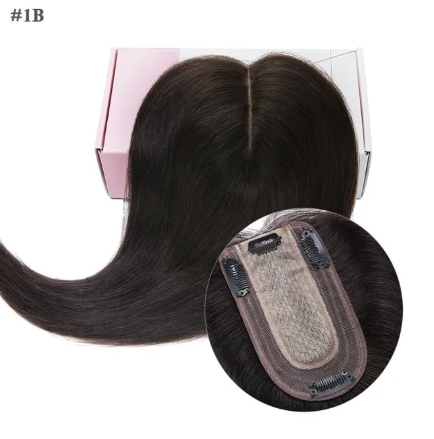 HUMAN HAIR TOPPER Silk Base 7x13cm