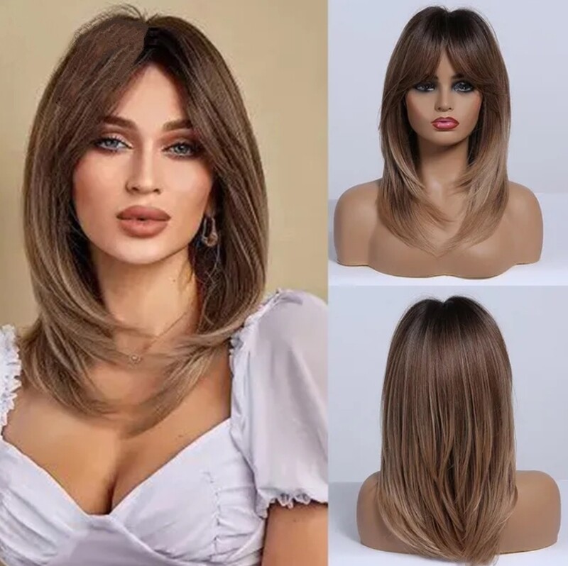 Nic Wig | Caramel Brown Balayage Layered